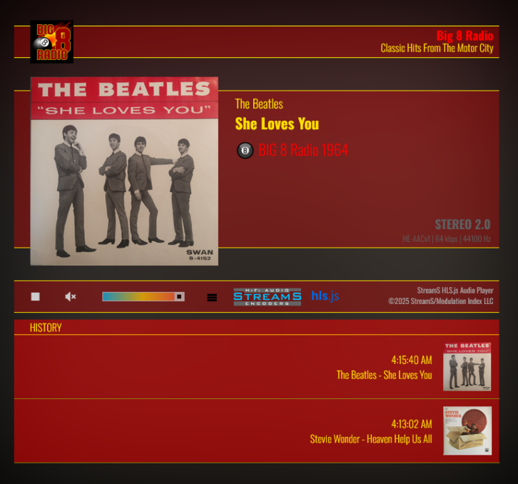 Typical browser HLS player with advanced metadata