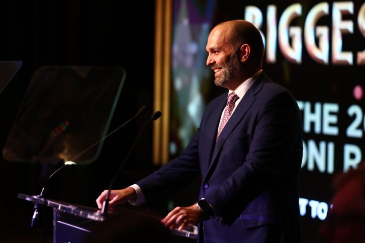 Curtis LeGeyt at a podium during the NAB Show New York.