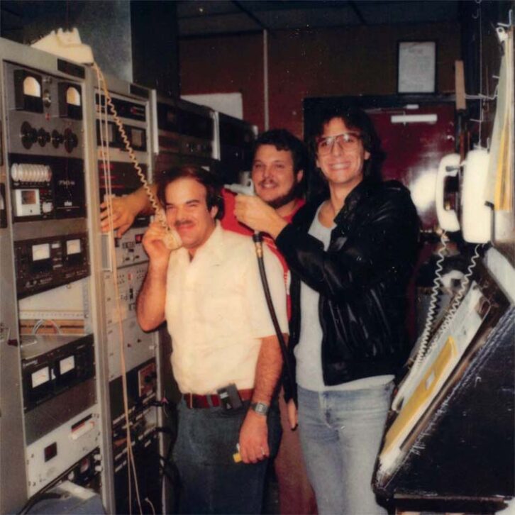 Detweiler, left, at Nassau Broadcasting’s WHWH in Princeton, N.J., with Eric Johnson and Ed Nussbaum, circa 1990. 