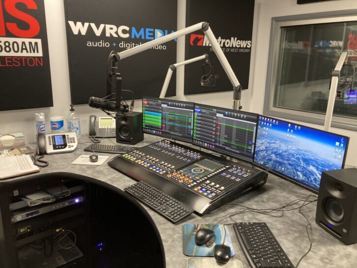 A look at one of the radio broadcast consoles for WKHS(AM) at the revamped WVRC Media Charleston location.
