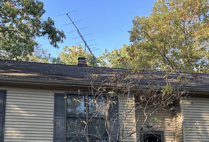 The APS-13 antenna atop my home in Tabernacle, N.J. It's about 20 feet above the ground. What if it were about 800 feet higher?