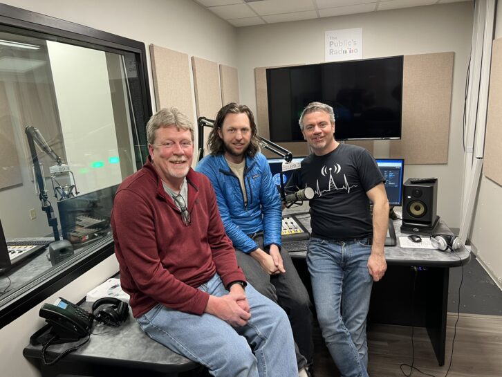 Project Manager Karl Voelker, Inrush SVP Cameron Boswell and Inrush CEO Rob Bertrand pose just after bringing the new facility to air.