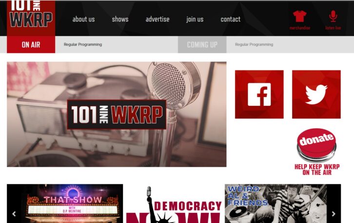 The home page of WKRP-LP