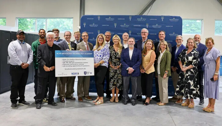 Participating students pose with representatives of Wake Tech and the North Carolina Association of Broadcasters.