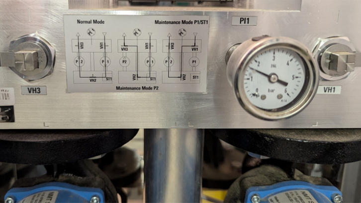 Panel on a Rohde & Schwarz liquid-cooled FM transmitter