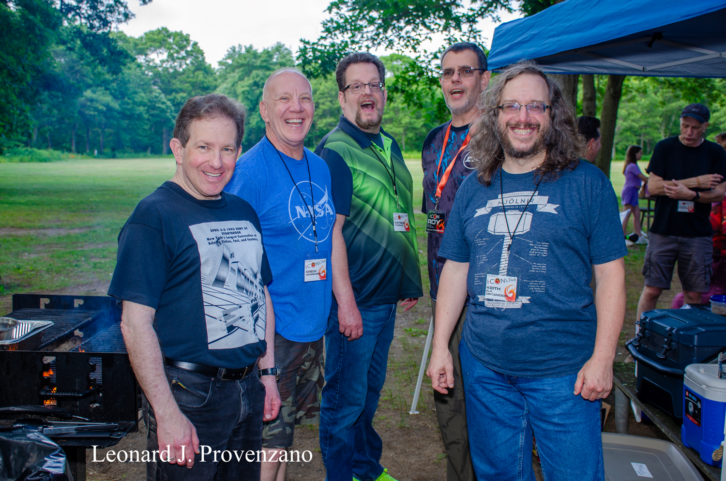 Howard Margolin and a reunion of some of his writer guests in 2023. Left to right: Drew Henriksen, Patrick Thomas, Roy Mauritsen and Keith R.A. DeCandido. 