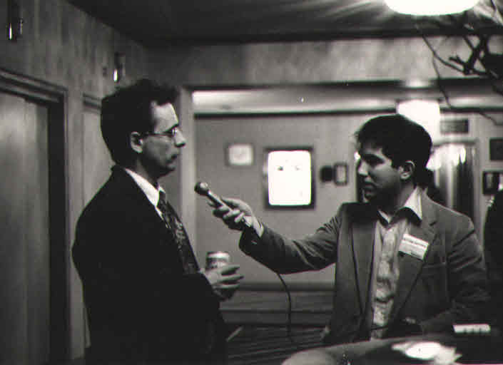 In 1988, Howard Margolin interviews Sylvester McCoy. Credit: Jon C