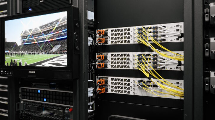 At the core of HuskerVision's new video infrastructure is Lawo’s .edge platform, which serves as both a high-density gateway and a full IP processing node for the campus-wide media fabric.