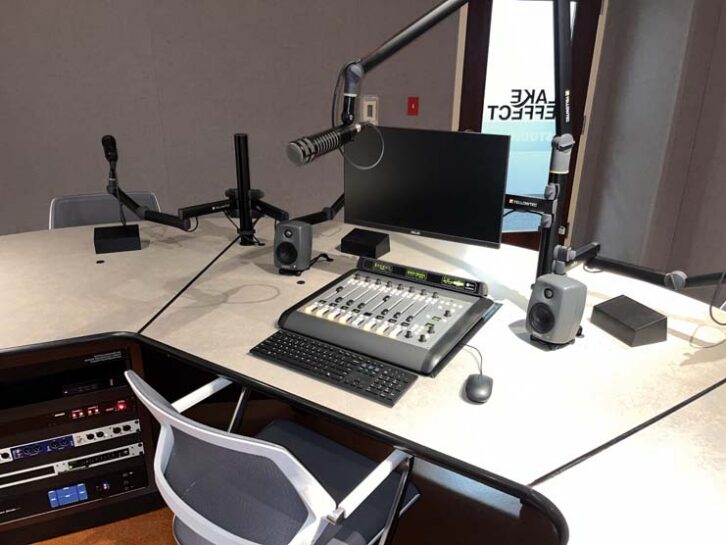 WUWM’s “Lake Effect” Studio console and under-table equipment rack.