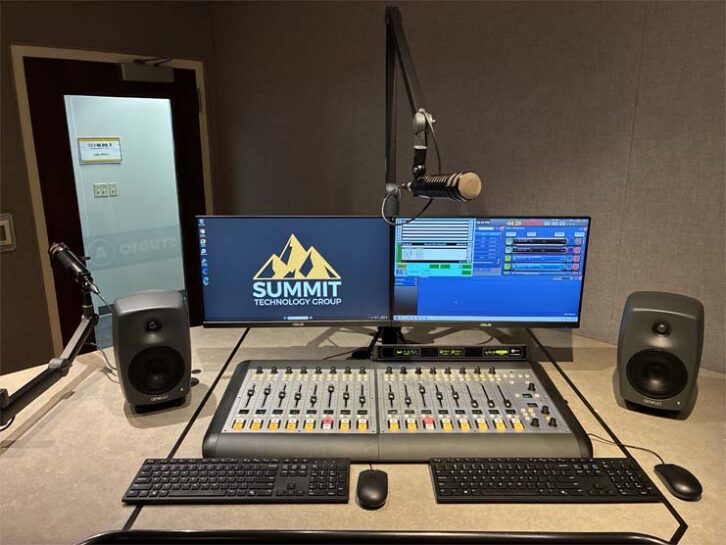 A view from behind the console in Studio A.