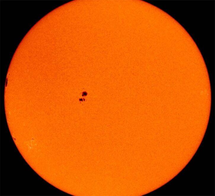 IN SPACE - NOVEMBER 18: In this handout photo provided by NASA, an MDI image shows giant sunspots 486 and 488, which caused intense space weather last month, and have been hiding on the far side November 18, 2003 on the sun. Sunpsot 488 is already visible and appears large. 