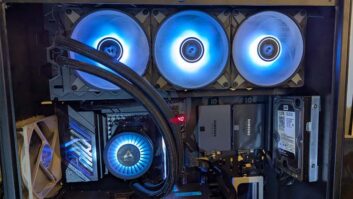 CPU liquid cooling inside computer.