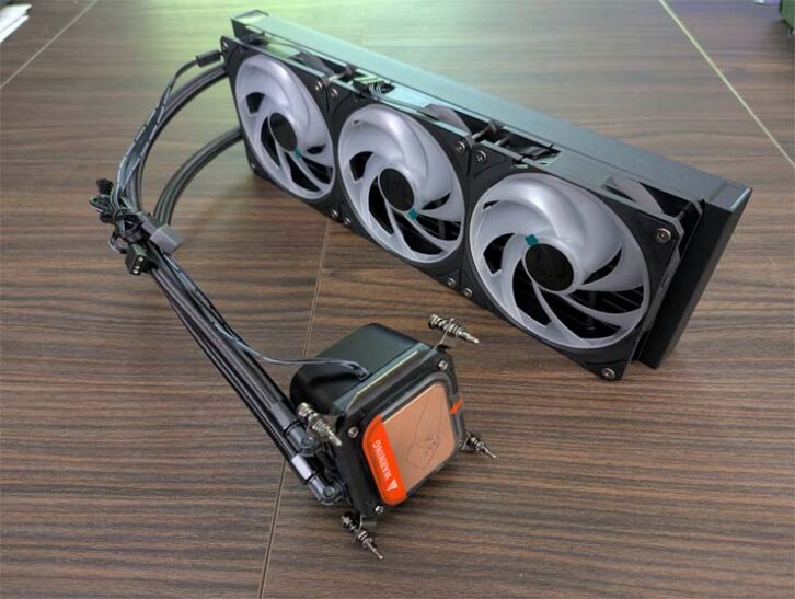 AIO unit fan and CPU water block view.