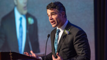 Justin Sasso speaks at the annual awards gala.