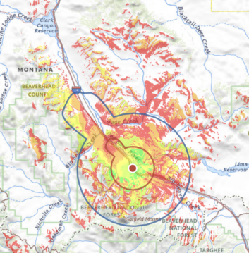 100.9 KBOQ(FM)'s Longley-Rice depicted coverage, from the RadioLand app