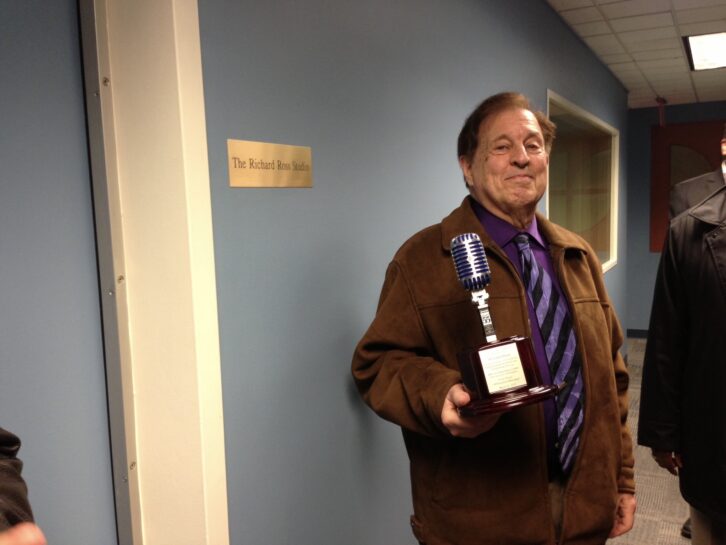 March 26, 2013 Receiving recognition of 50 years of service to WADO radio and having a studio named after him – the Richard Ross Studio