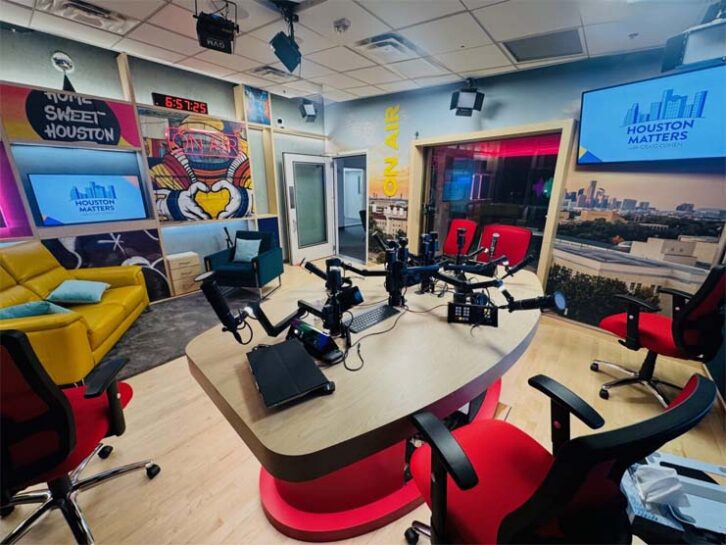 Studio at Houston Public Media’s KUHF.