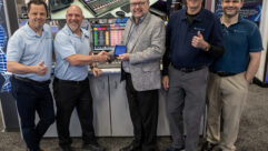 Jay Tyler, director of sales; Darrin Paley, sales engineer; Paul McLane, editor in chief of radio world; Gary Snow, ceo; and Dominic Giambo, senior software engineer