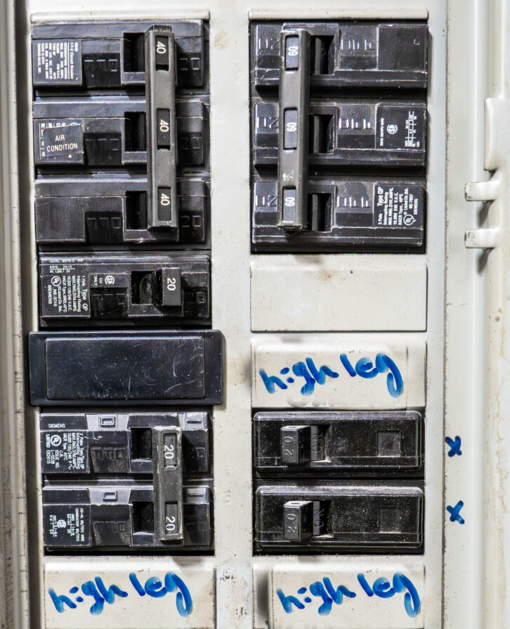 Fig. 6: Electrical panel with wild leg Delta power.