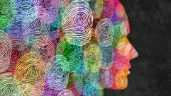 Human Identity Abstract and social Diversity or privacy concept and personal private data symbol as diverse finger prints or fingerprint icons and census population.