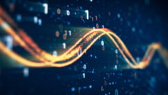 Glowing Data Wave With Binary Digits On Futuristic Digital Background