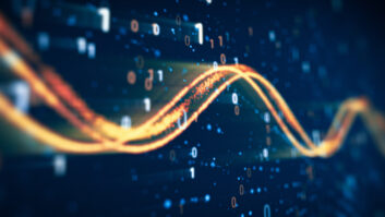 Glowing Data Wave With Binary Digits On Futuristic Digital Background