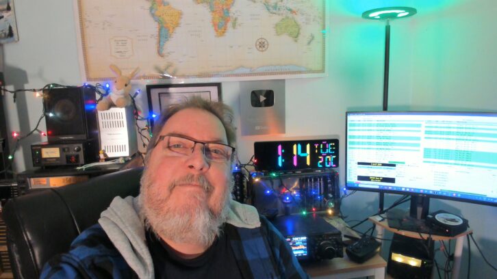 Gilles Letourneau in his radio shack.
