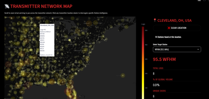 How often has your station been logged via E-Skip? The transmitter network map in the Sporadic Es Data Analysis Project allows you to pinpoint.