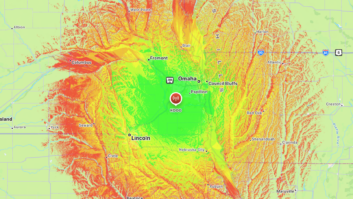 KOOO(FM)'s coverage area, from the RadioLand app.