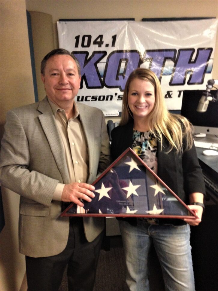 Ben Buehler-Garcia with former Army soldier Jessica Lynch, who was held for nine days by Iraqi forces in 2003. He reunited Lynch on the air with one of the Navy SEALs who rescued her. 