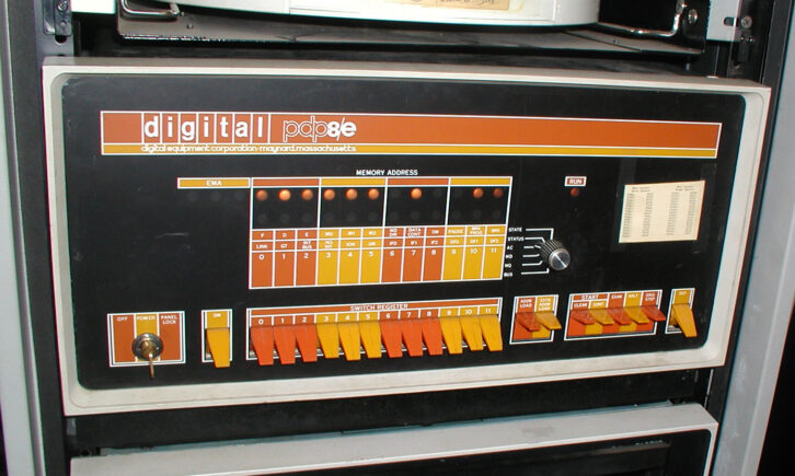 Controlling WROR's IGM 750 automation was a DEC PDP-8 minicomputer. It represented a quantum leap from the sequential logic control of equipment in automation systems that preceded it. Image courtesy of vintagecomputer.net.