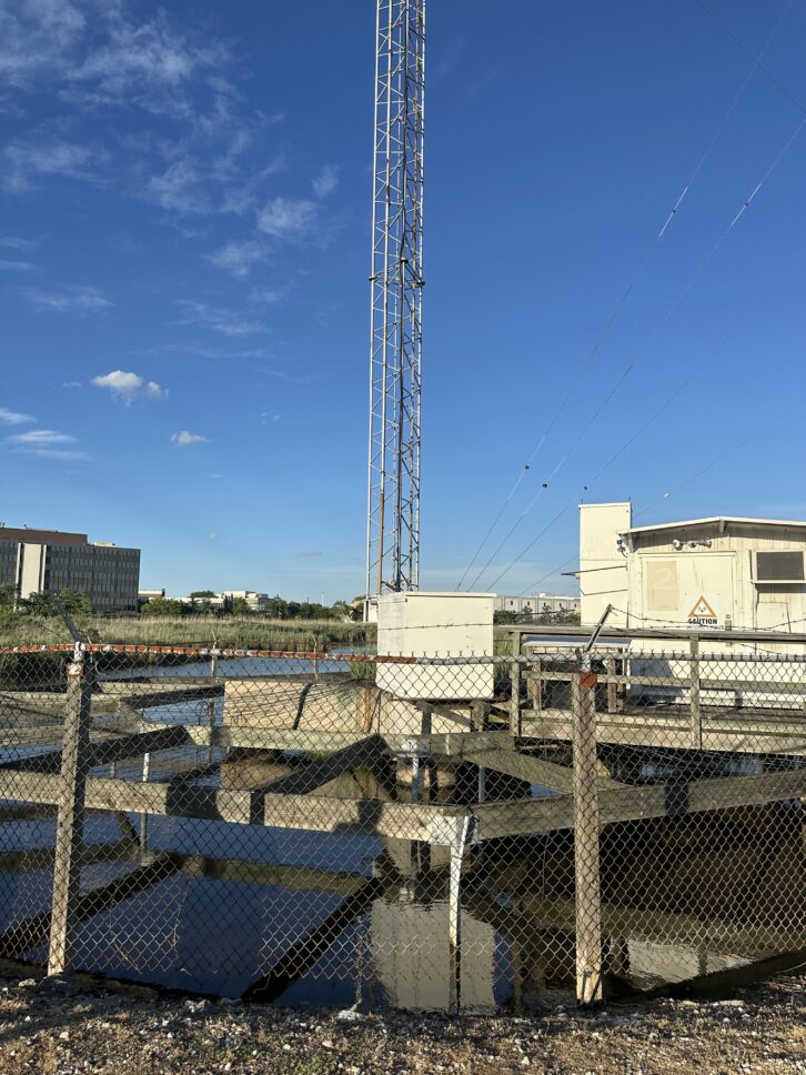 The base of tower two, on our WINS(AM) tour.