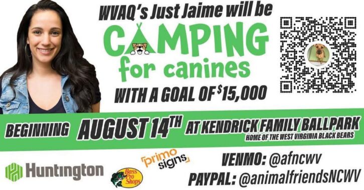 Jaime Williams of WVAQ is shown in a 2025 Facebook promotion for Animal Friends of North Central West Virginia.