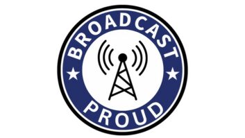 Logo of a tower and the words "Broadcast Proud" in a circle around it