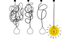 Single line drawing of a light bulb
