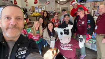 Vermont station WEQX is radio partner for a holiday match program run by the Stewart’s Shops chain that raises millions of dollars for local charities. The station’s Jason Keller is at the Ballston Spa, N.Y., location.