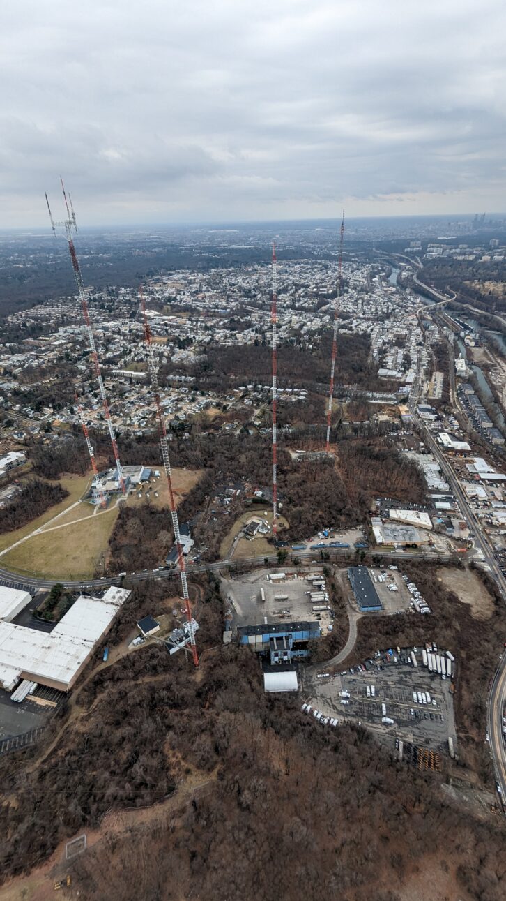 From the KYW(DT) tower, in January 2023, looking toward the rest of the Roxborough towers. Courtesy Credit: Rob Ekund 