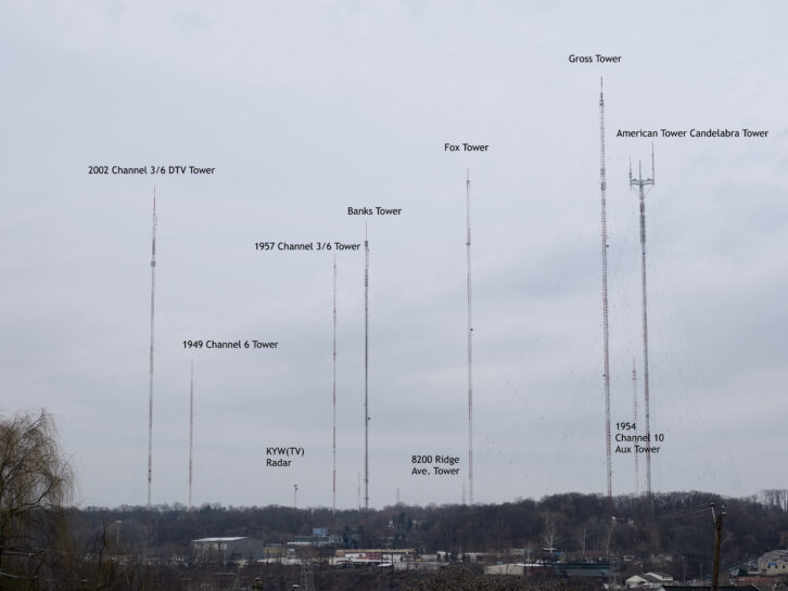 Ten of the 13 antenna structures of note in Roxborough with annotations. Credit: Courtesy Mike Littrell 