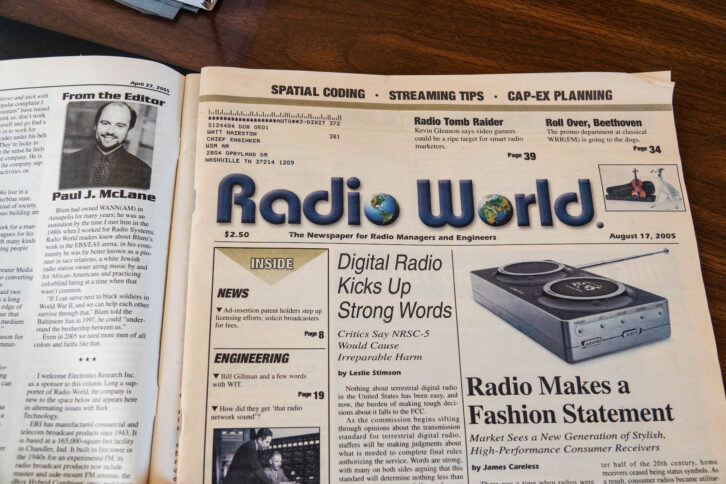 Fig. 9 Radio World magazines, engineer reading material at WSM.