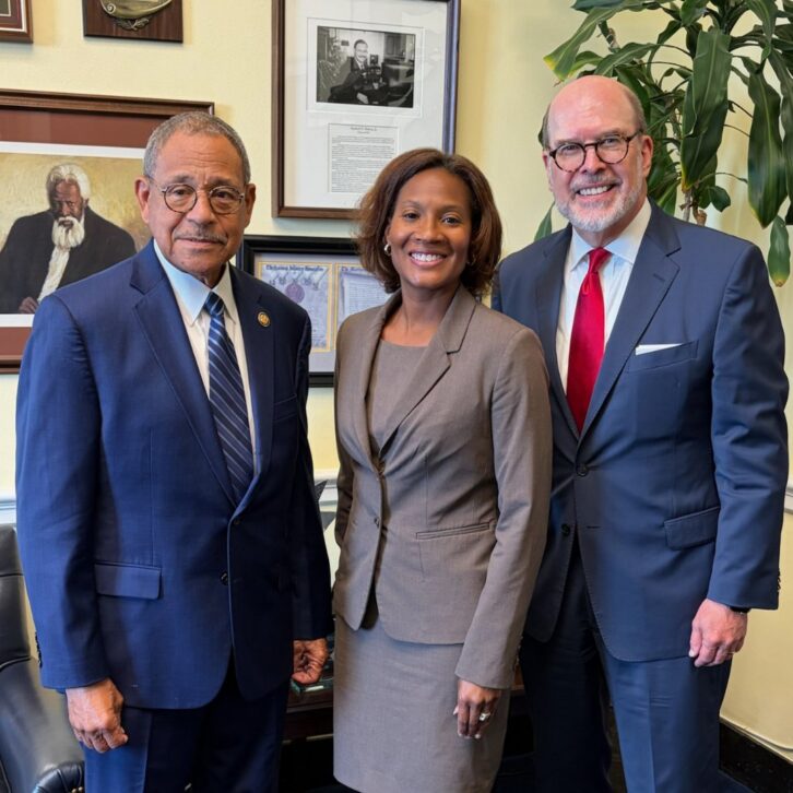 Rep. Sanford Bishop is visited by Geniece Granville and Allen Power on behalf of the Georgia Association of Broadcasters 