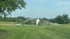 Collapsed WERV tower and transmitter building