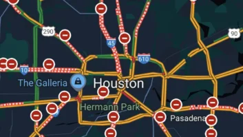 Google Maps shows winter weather-related traffic slowdowns in Houston on Jan. 21, 2025.