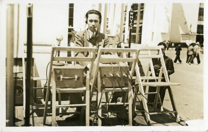 Wei at the original "radio row," the 1939 World's Fair, for WNYC. Credit: Damon Wei