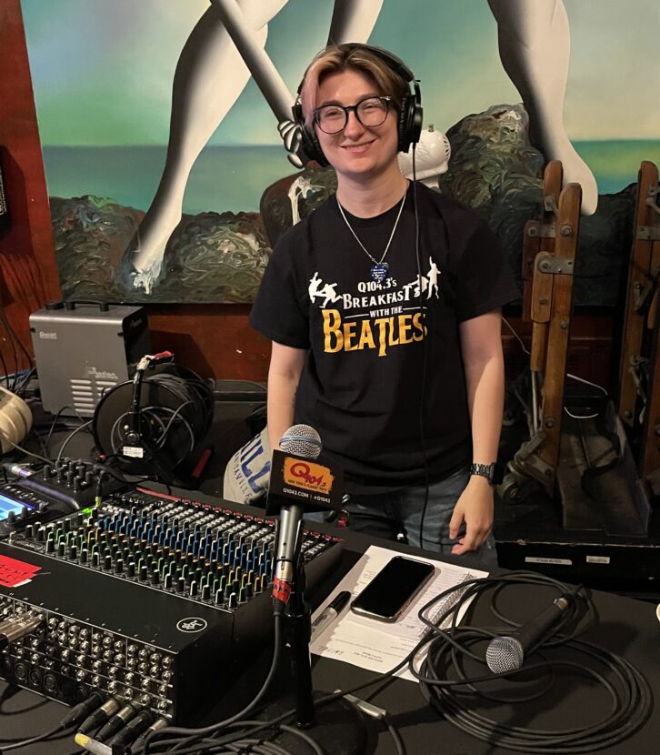 Haggerty at a 2023 WAXQ(FM) remote broadcast at The Cutting Room on East 32nd Street in New York City.