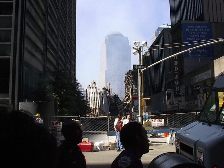 A view toward the fallen towers in lower Manhattan. Trautmann took the photo on Sept. 19.