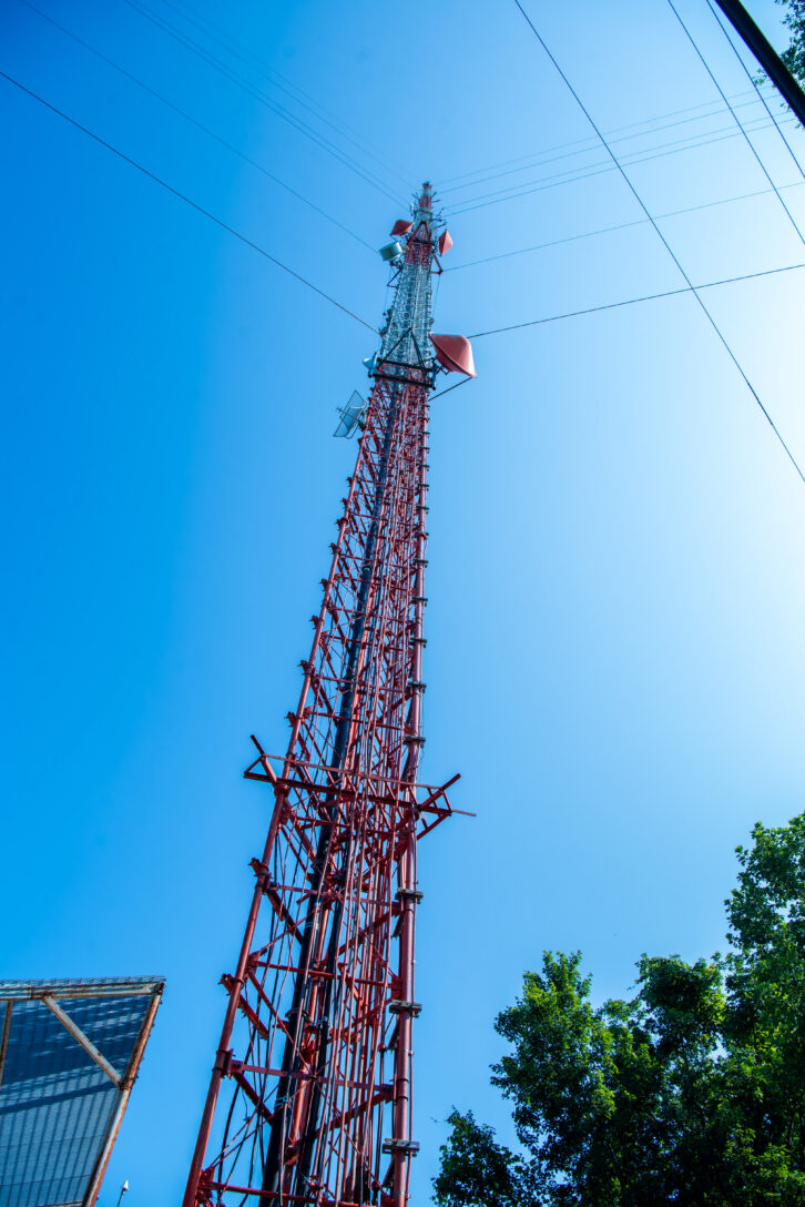 WMKY's three-bay antenna, on the Kentucky Educational Television tower in Morehead.