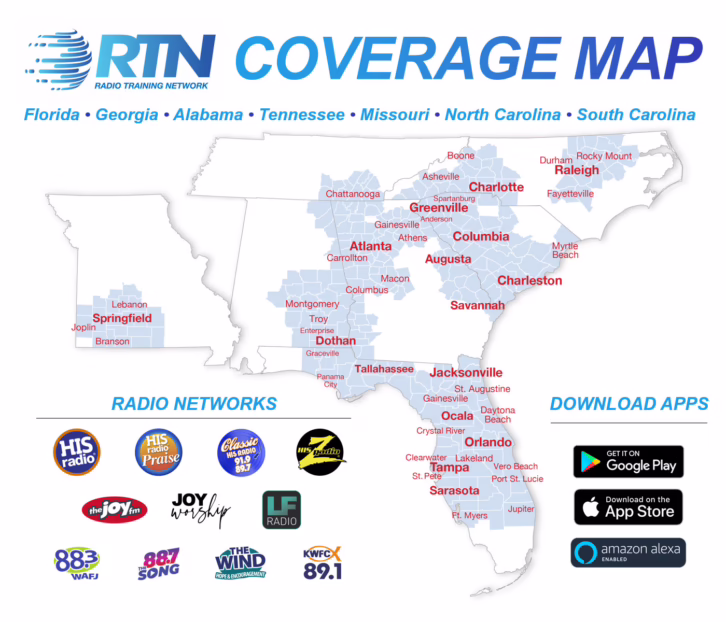 Radio Training Network coverage map.