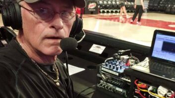 Brian Giffin alongside the court. “I also have broadcast my show from two different beach houses at the Outer Banks, sitting poolside.”