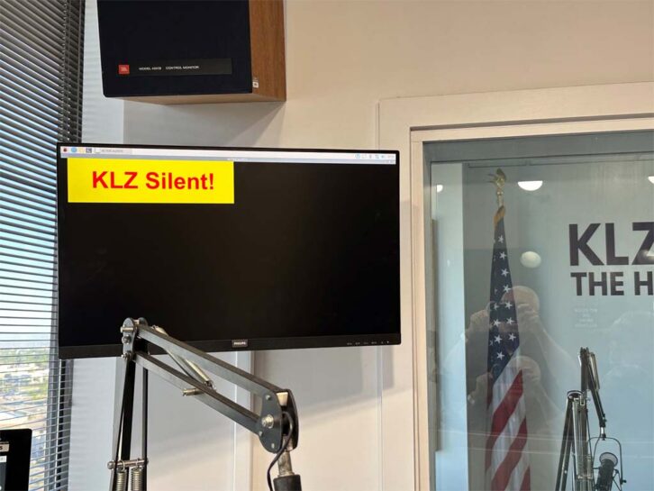 This on-screen message in the control room would display if the receiver that monitors KLZ(AM) went silent.