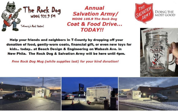Our setup for the Salvation Army Christmas Coat & Food Drive.